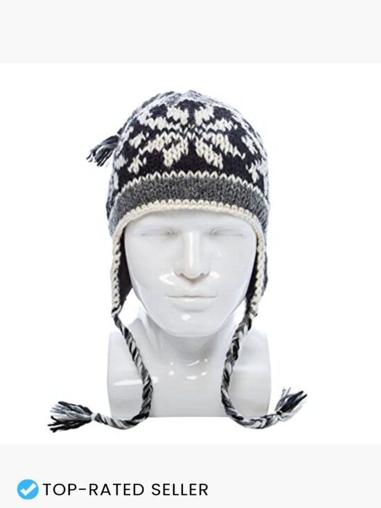 Hand Knit Sherpa Wool Beanie with Ear Flaps and Fleece Lining - Unisex Winter